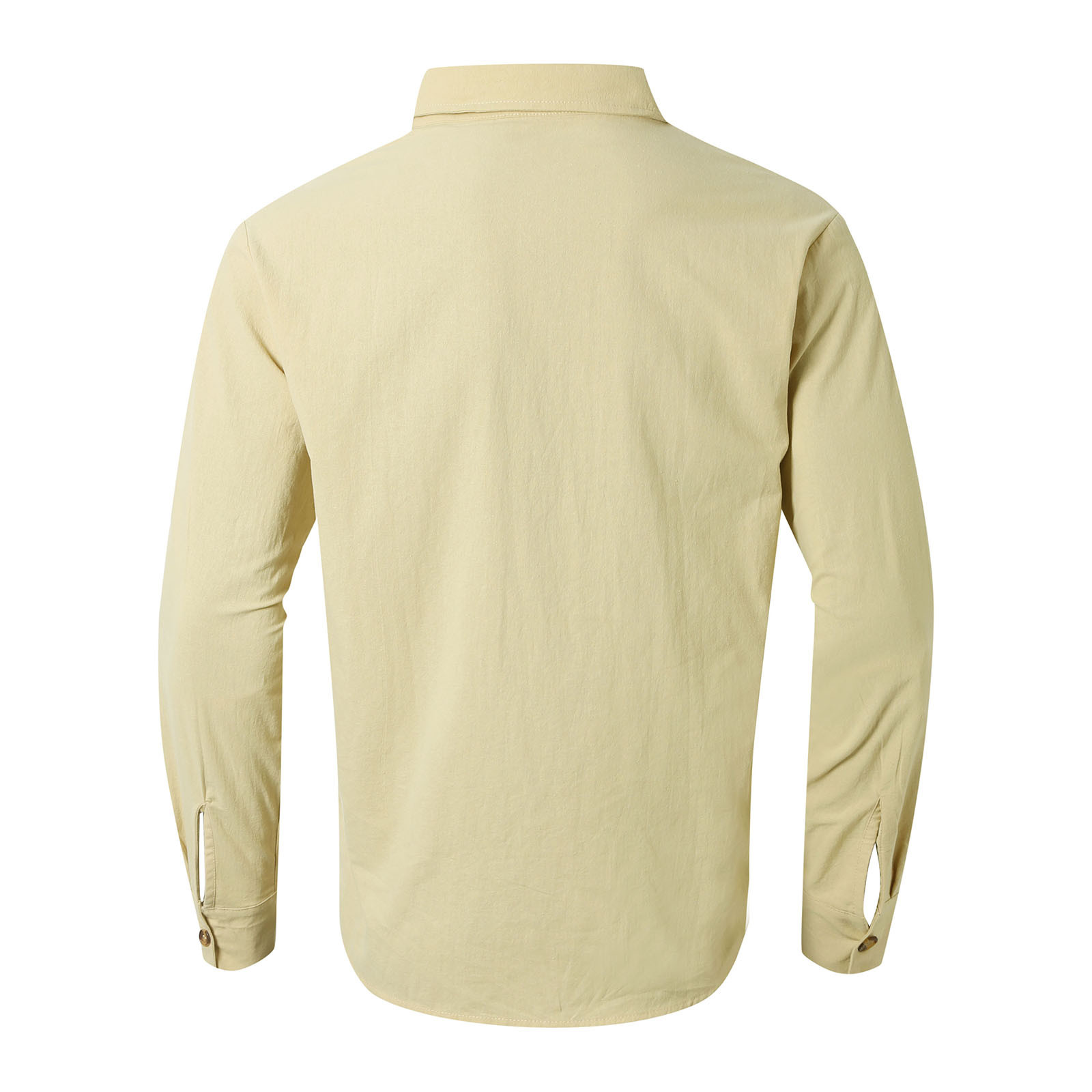 thumbnail image 5 of Camisa de manga larga con solapa y cuello de botón para hombre - Prenda informal para vacaciones, tejido de poliéster, versátil para interior y exterior - Tallas S-XXXL, 5 of 5
